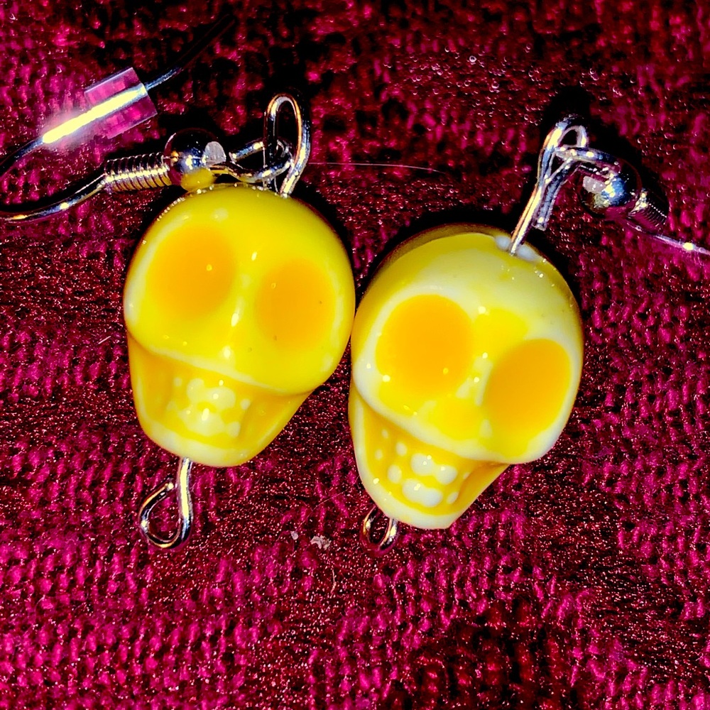 Yellow skull earrings